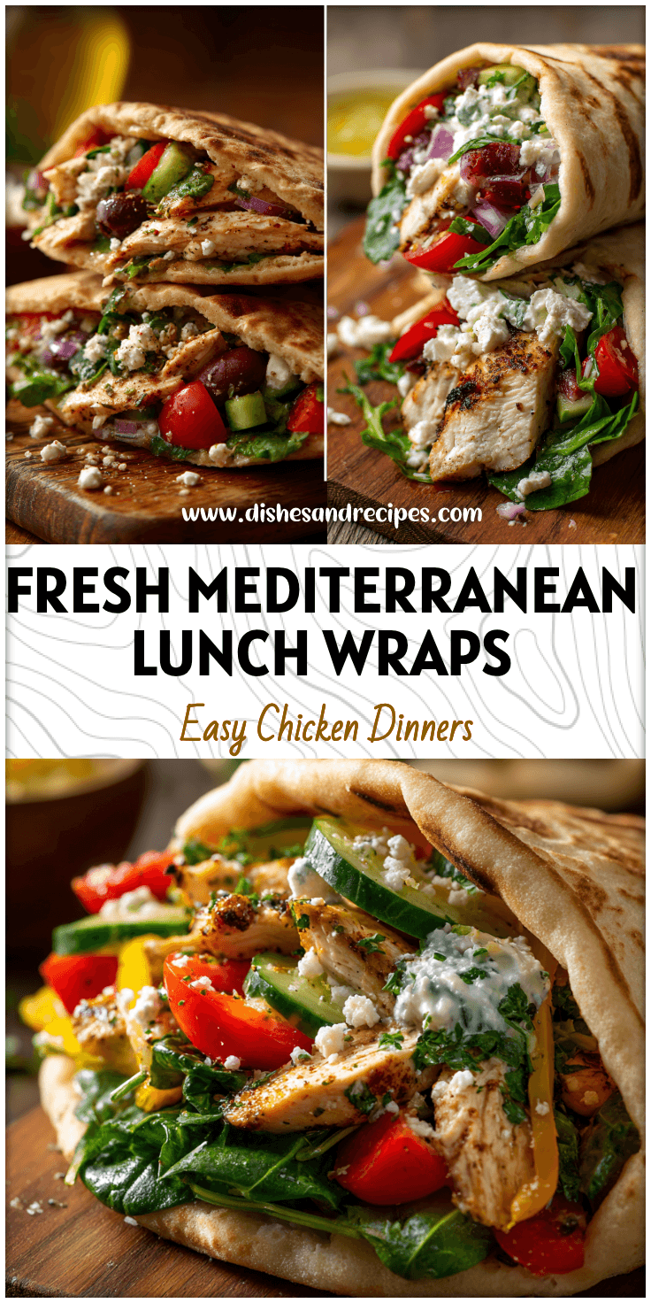 A colorful Chicken Veggie Wrap filled with Mediterranean flavors, fresh greens, and pita bread.